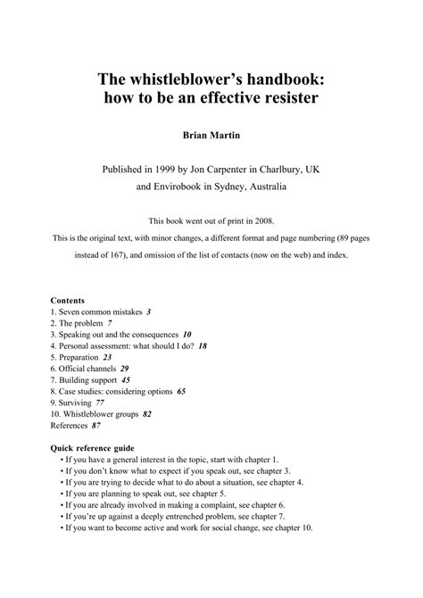 Whistleblower 39 s handbook how to be an effective resister. - Strategy guide for the evil within.
